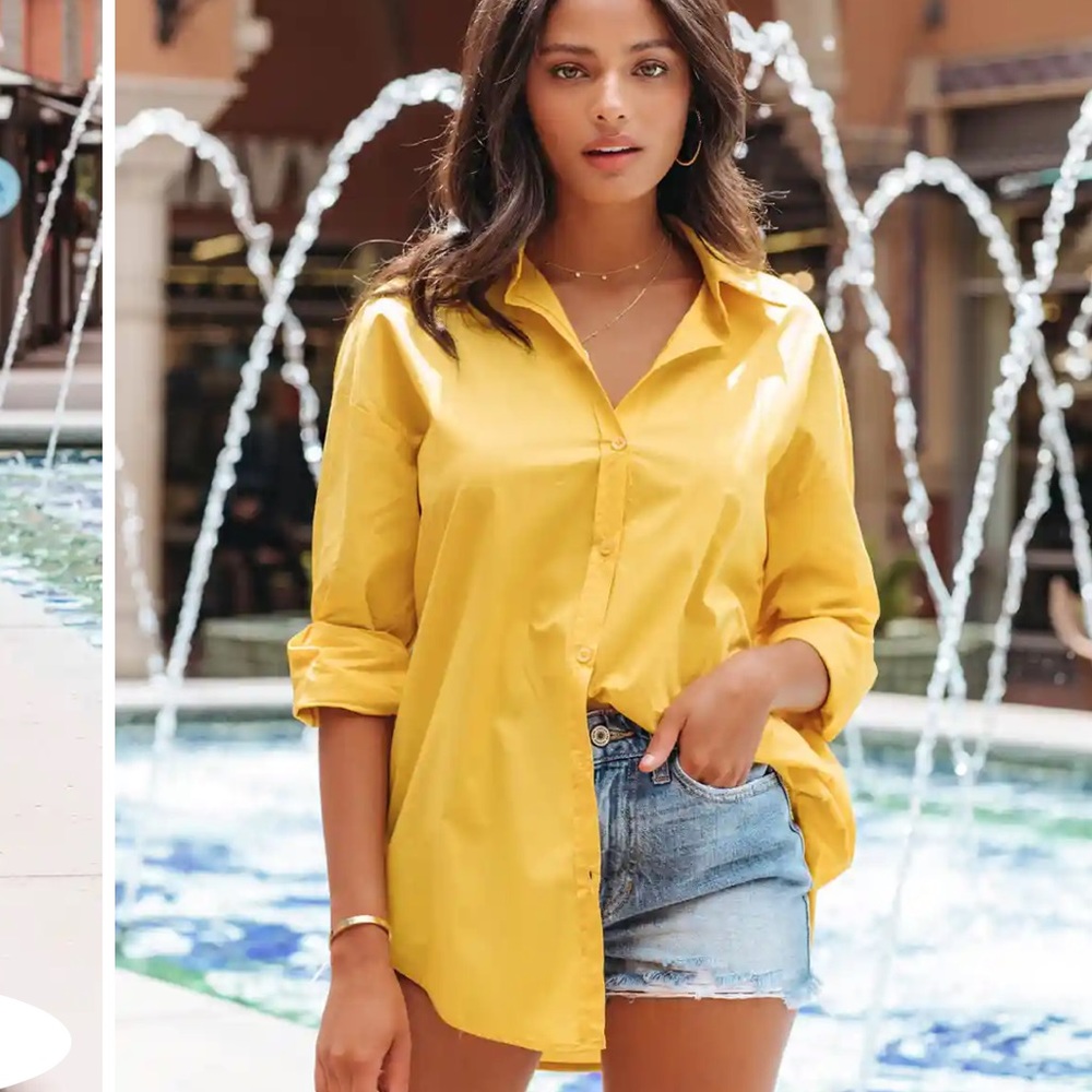 NWOT Vici La Brisa Yellow Button Down Shirt